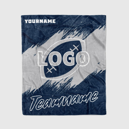 custom ultra-soft micro fleece blanket navy-gray