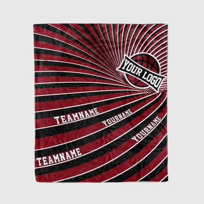 custom ultra-soft micro fleece blanket crimson-black