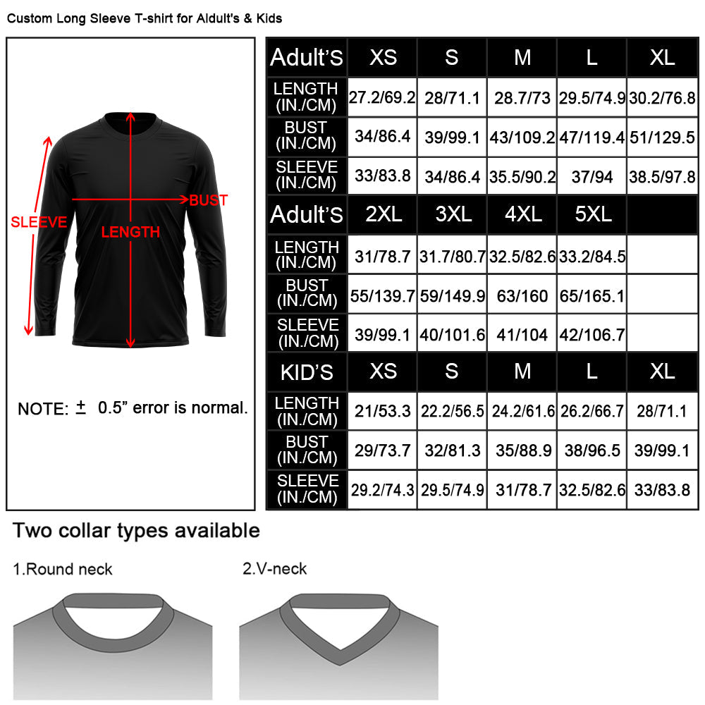 Custom Basketball Soccer Football Shooting Long T-Shirt for Adults and Kids White-Red