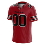 customized authentic football jersey red black-white mesh
