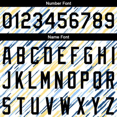 Custom Full Print Design Baseball Jersey white-yellow-blue