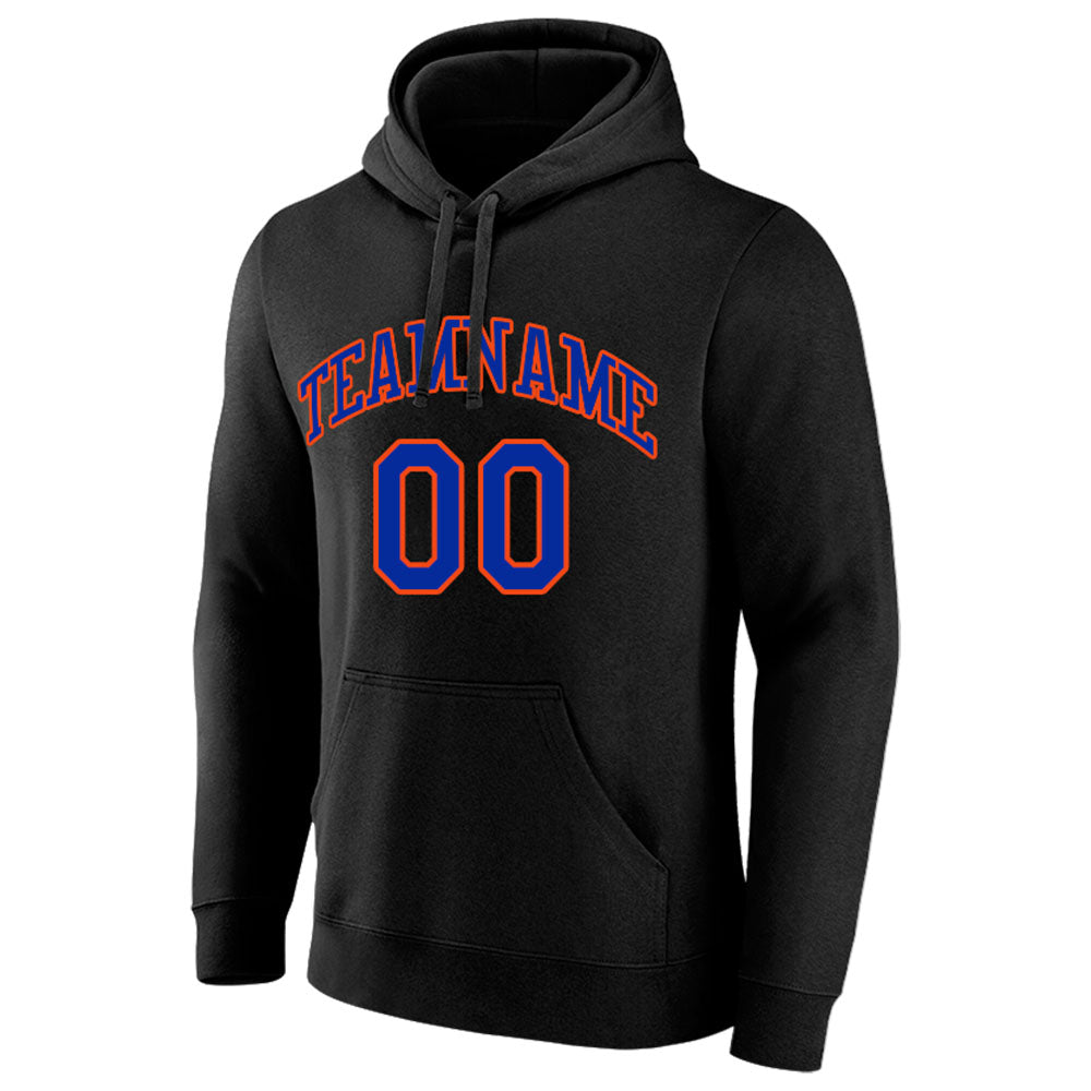 custom authentic pullover sweatshirt hoodie black-blue-orange