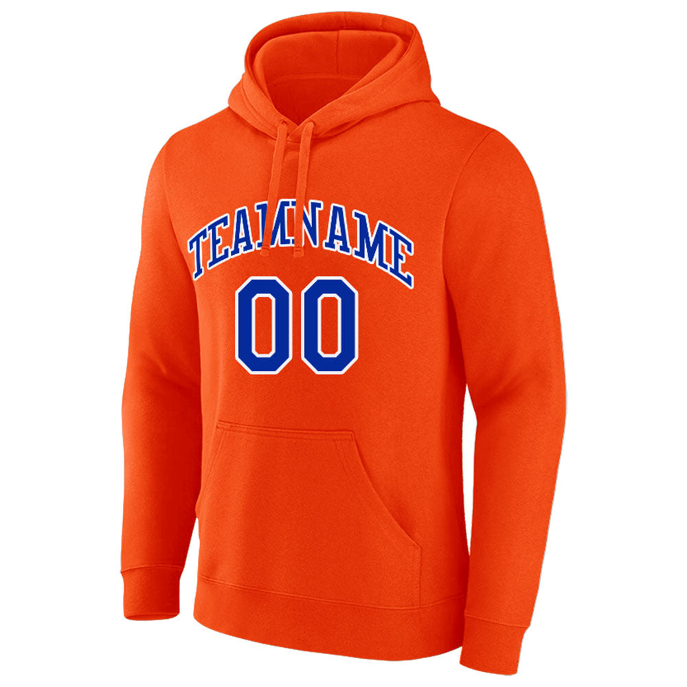 custom authentic pullover sweatshirt hoodie orange-blue-white