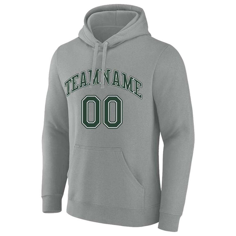 custom authentic pullover sweatshirt hoodie gray-green-white