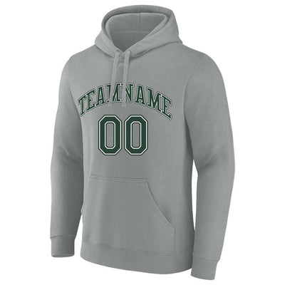 custom authentic pullover sweatshirt hoodie gray-green-white