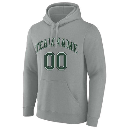 custom authentic pullover sweatshirt hoodie gray-green-white