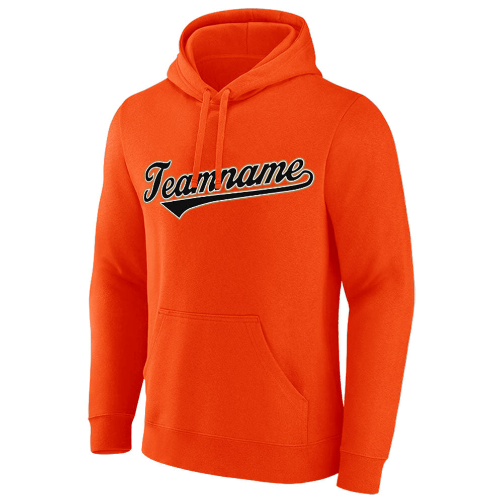 custom authentic pullover sweatshirt hoodie orange-black-white-gold