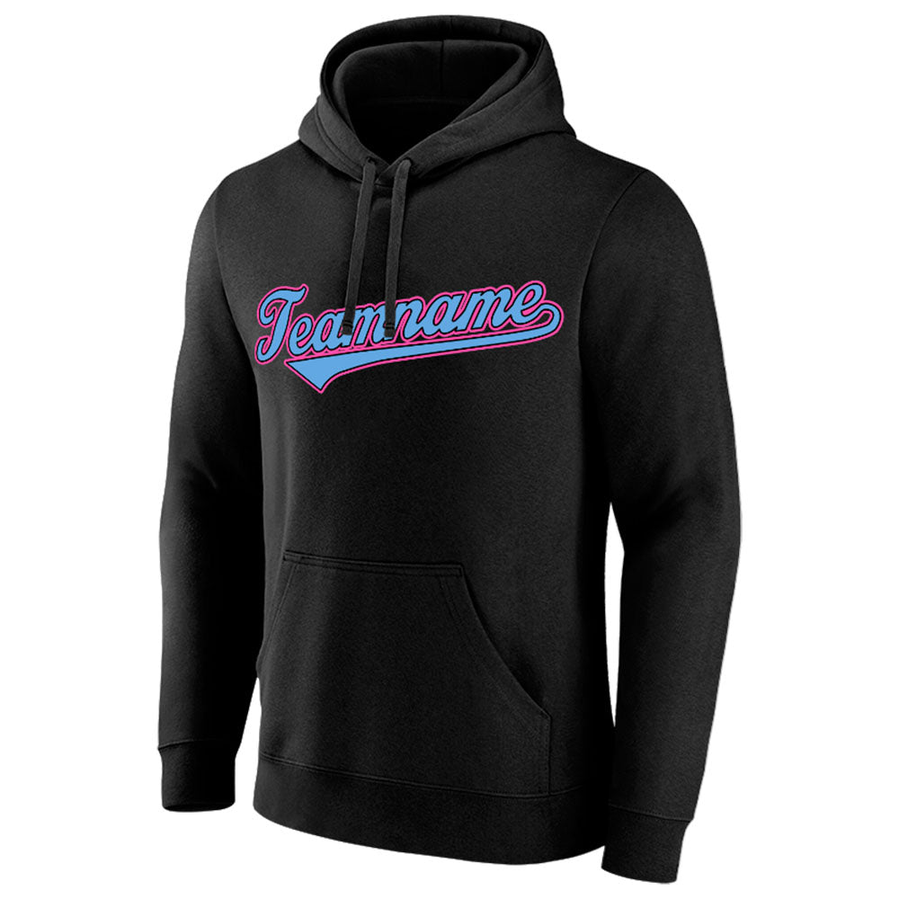 custom authentic pullover sweatshirt hoodie black-light blue-pink