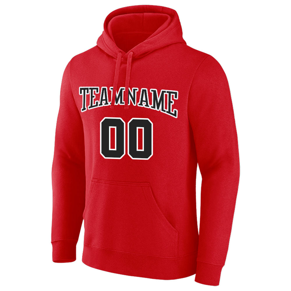 custom authentic pullover sweatshirt hoodie red-black-white