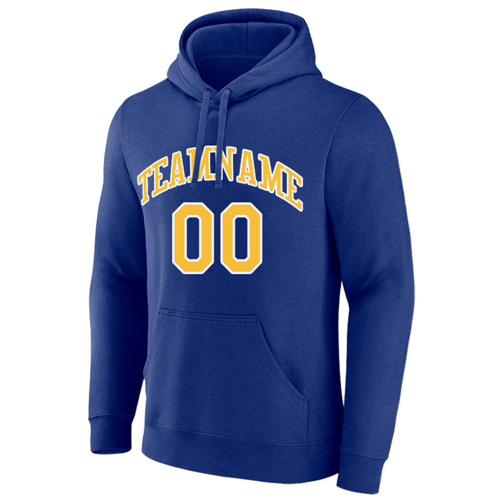 custom authentic pullover sweatshirt hoodie royal-yellow-white