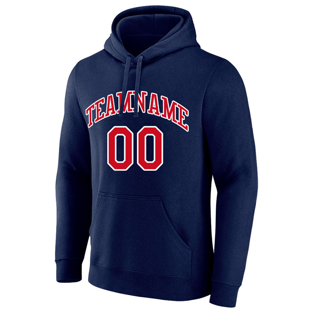 custom authentic pullover sweatshirt hoodie navy-red-white