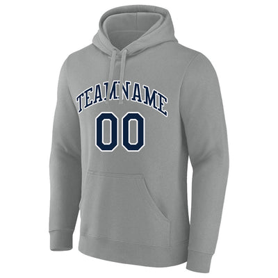 custom authentic pullover sweatshirt hoodie gray-navy-white