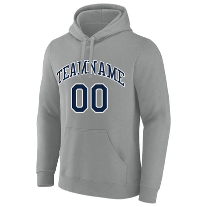 custom authentic pullover sweatshirt hoodie gray-navy-white