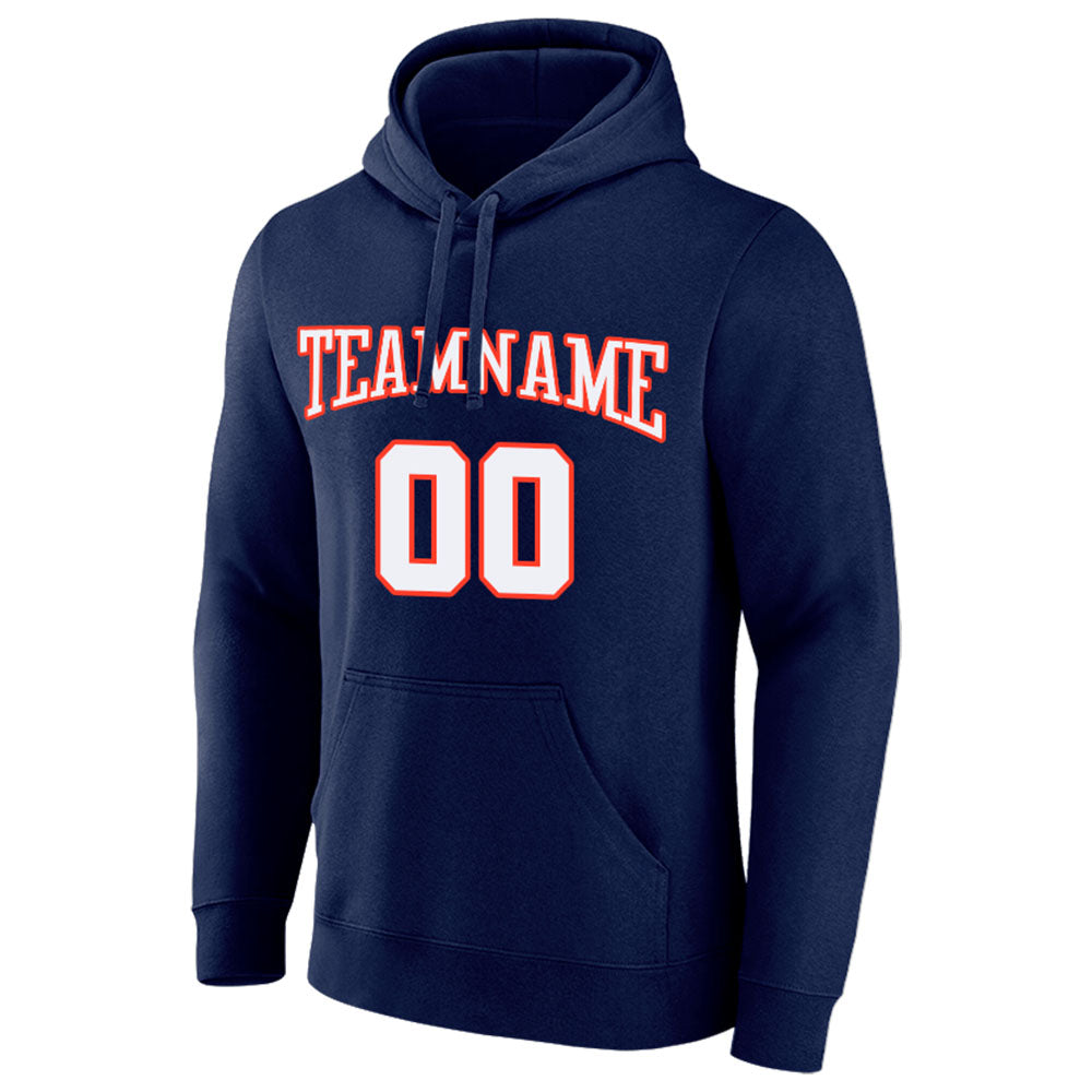 custom authentic pullover sweatshirt hoodie navy-white-orange
