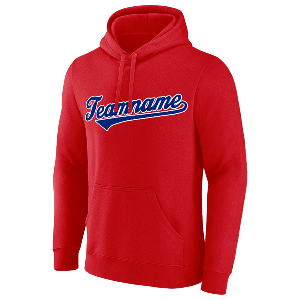 custom authentic pullover sweatshirt hoodie red-royal-white