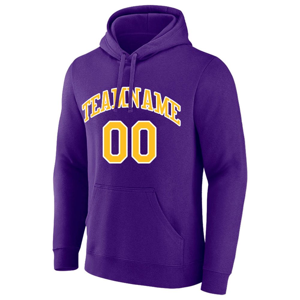 custom authentic pullover sweatshirt hoodie purple-yellow-white
