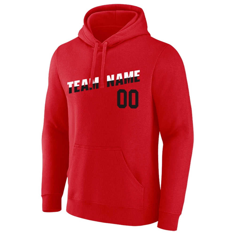 custom authentic pullover sweatshirt hoodie red-black-white