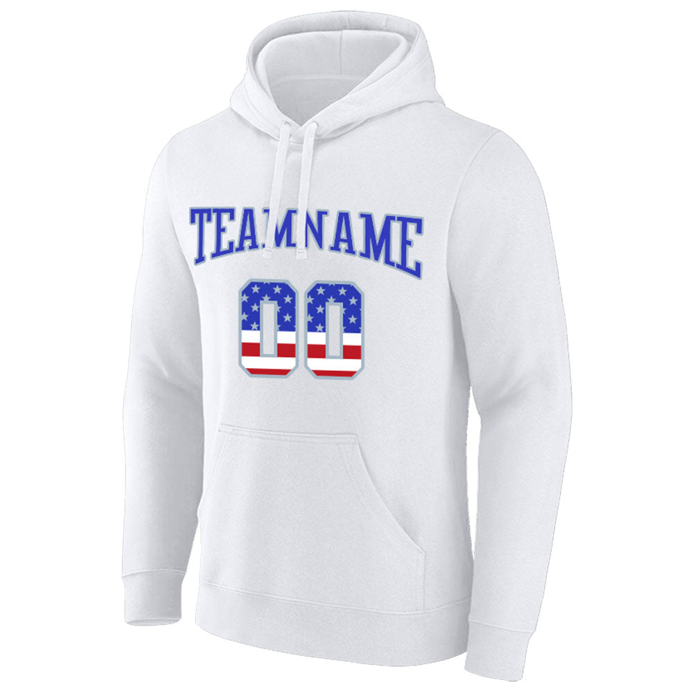 custom authentic pullover sweatshirt hoodie white-royal-red