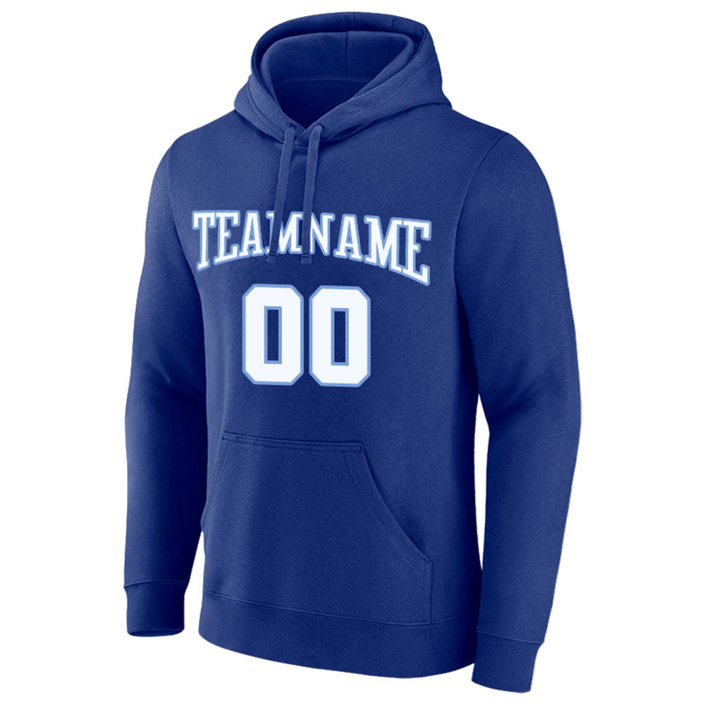 custom authentic pullover sweatshirt hoodie royal-white-light blue
