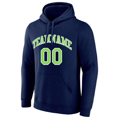 custom authentic pullover sweatshirt hoodie navy-neon green-white