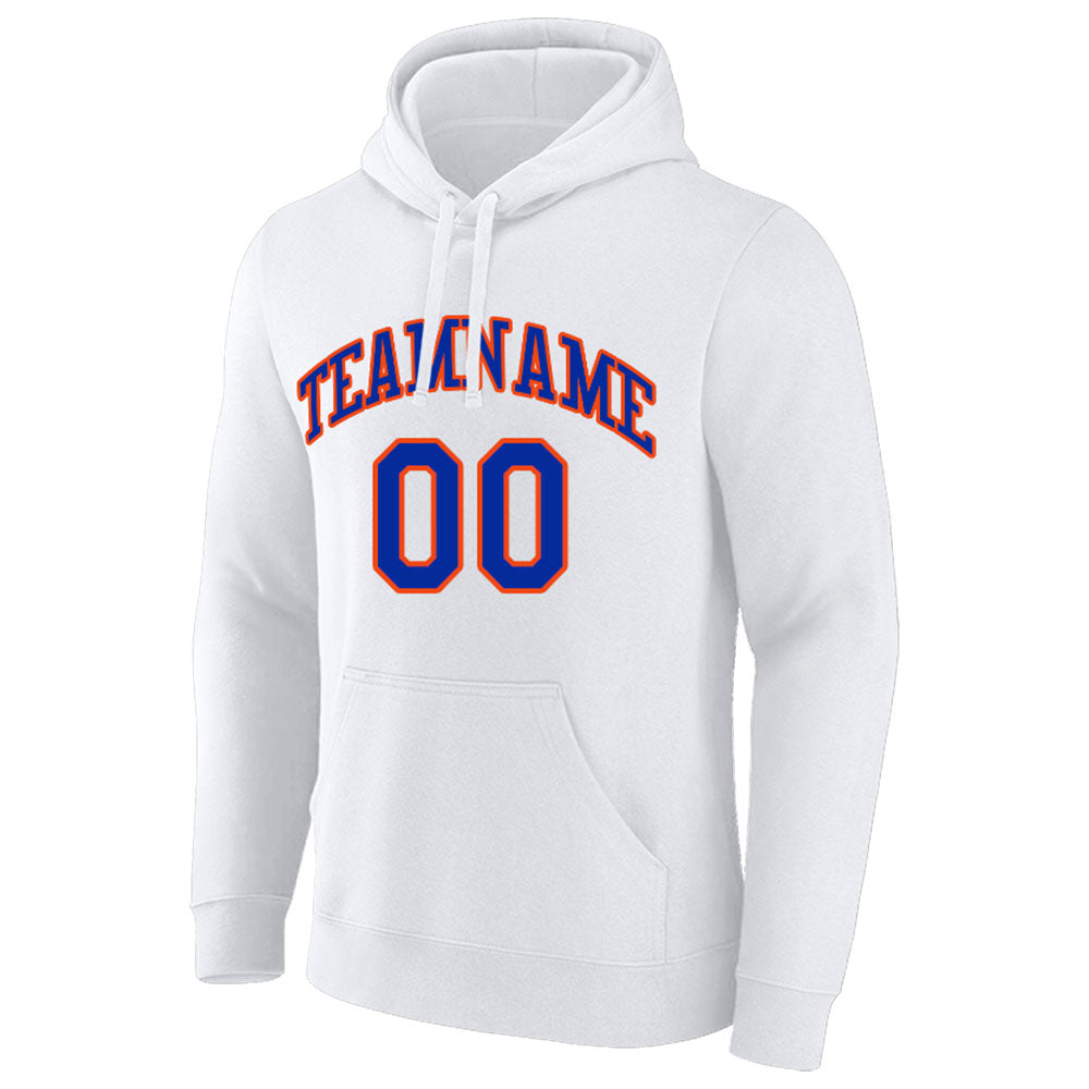 custom authentic pullover sweatshirt hoodie white-vlue-orange
