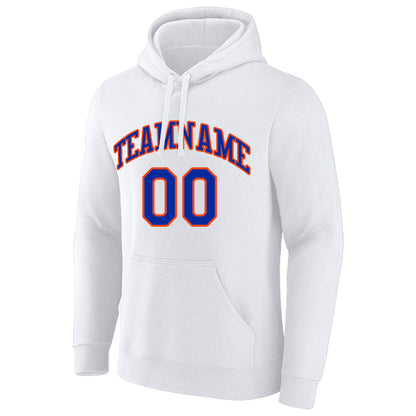 custom authentic pullover sweatshirt hoodie white-vlue-orange