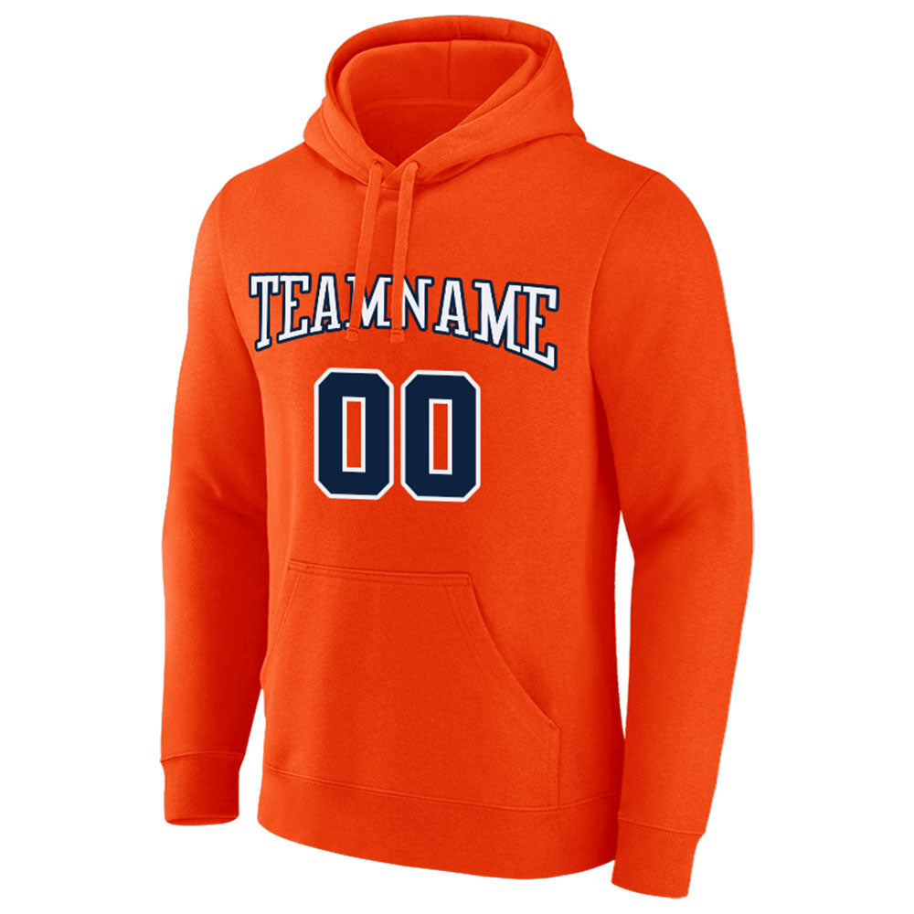 custom authentic pullover sweatshirt hoodie orange-navy-white