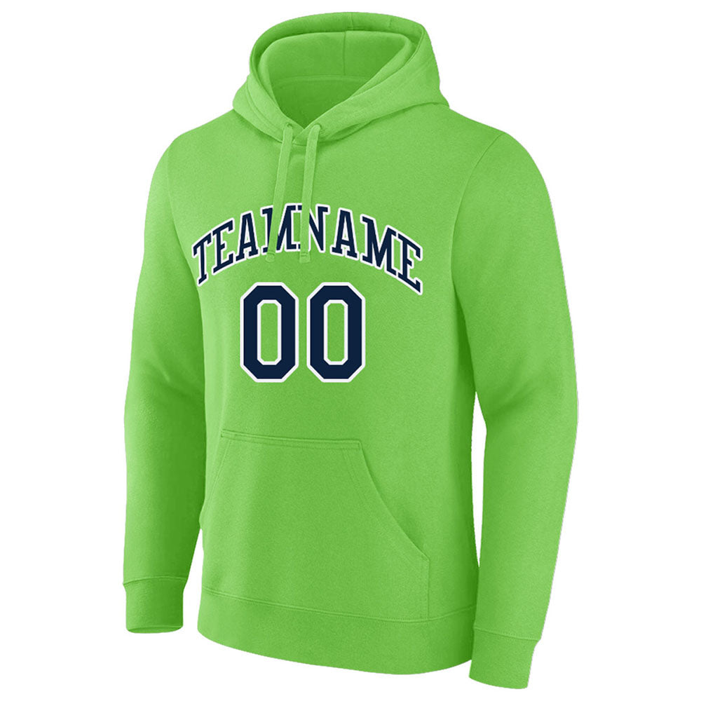 custom authentic pullover sweatshirt hoodie neon green-navy-white