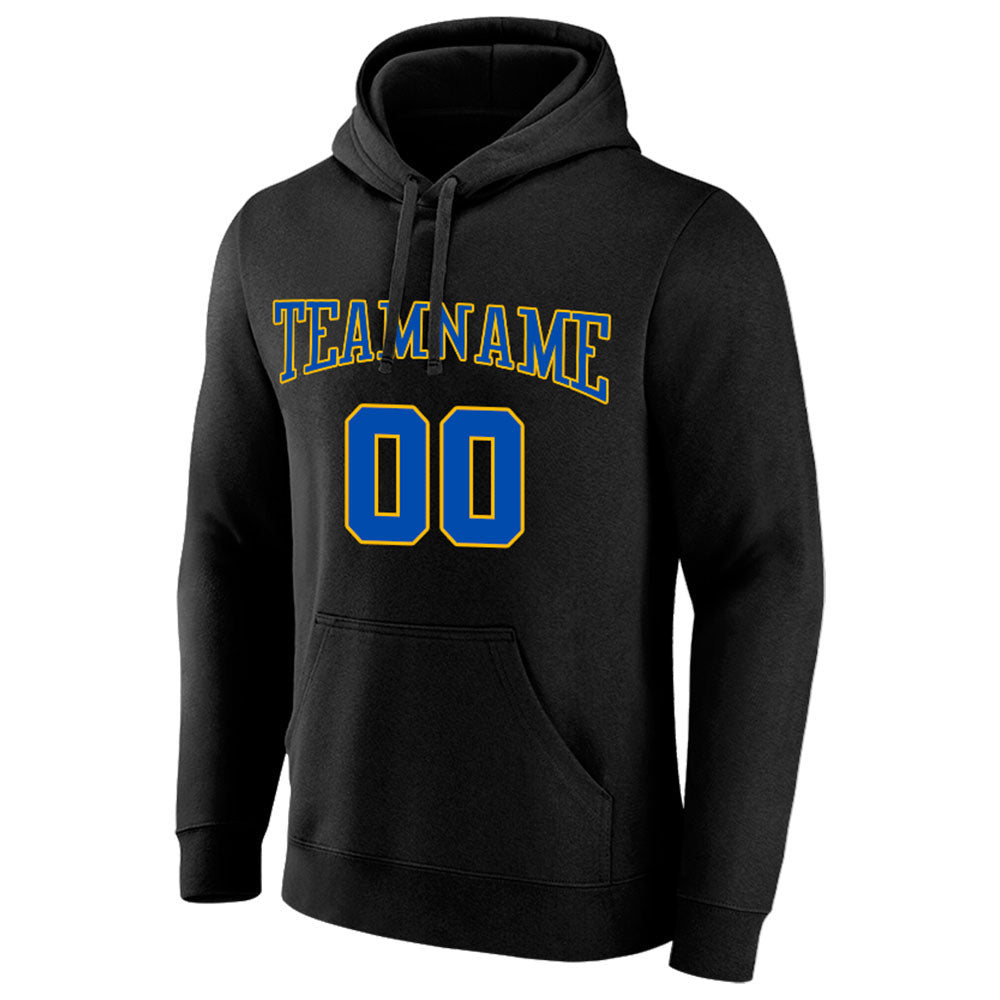 custom authentic pullover sweatshirt hoodie black-blue-yellow