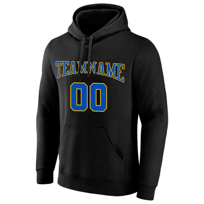 custom authentic pullover sweatshirt hoodie black-blue-yellow