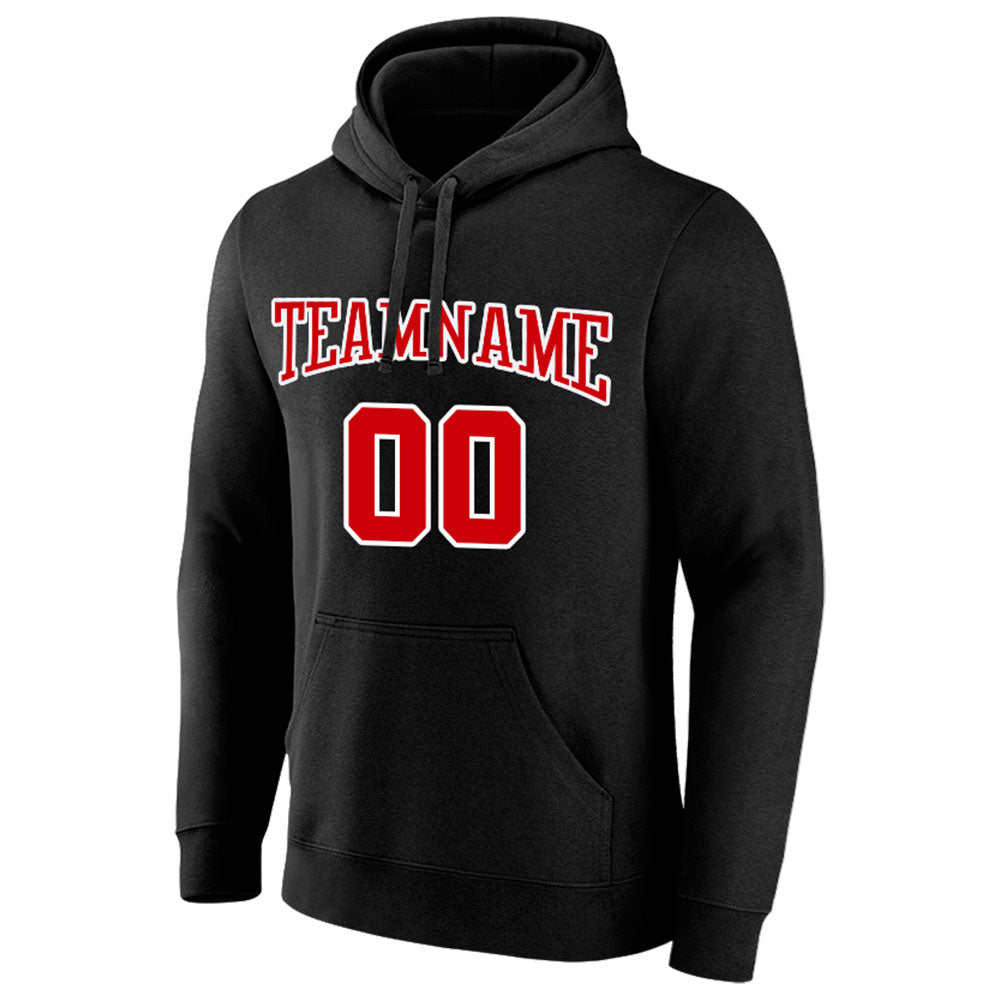 custom authentic pullover sweatshirt hoodie black-red-white