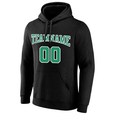 custom authentic pullover sweatshirt hoodie black-kelly green-white