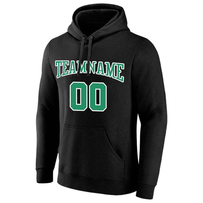 custom authentic pullover sweatshirt hoodie black-kelly green-white