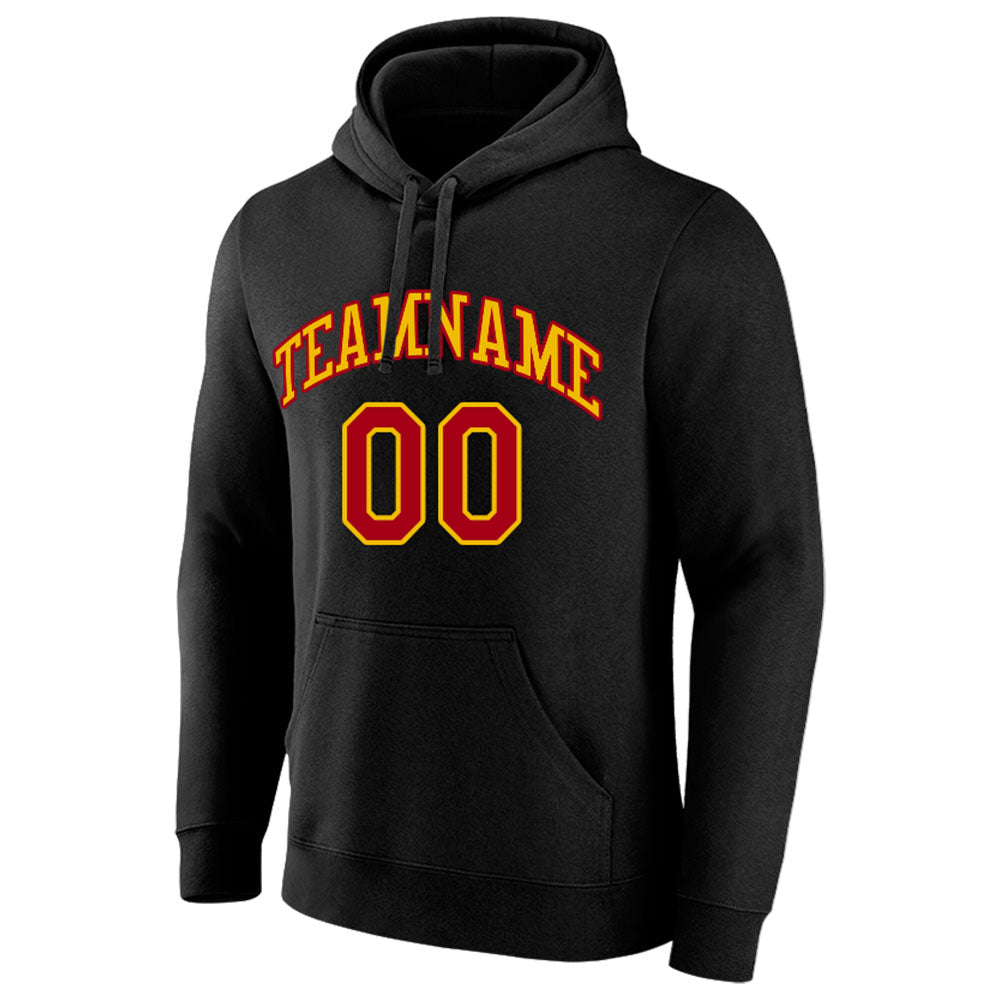 custom authentic pullover sweatshirt hoodie black-yellow-red