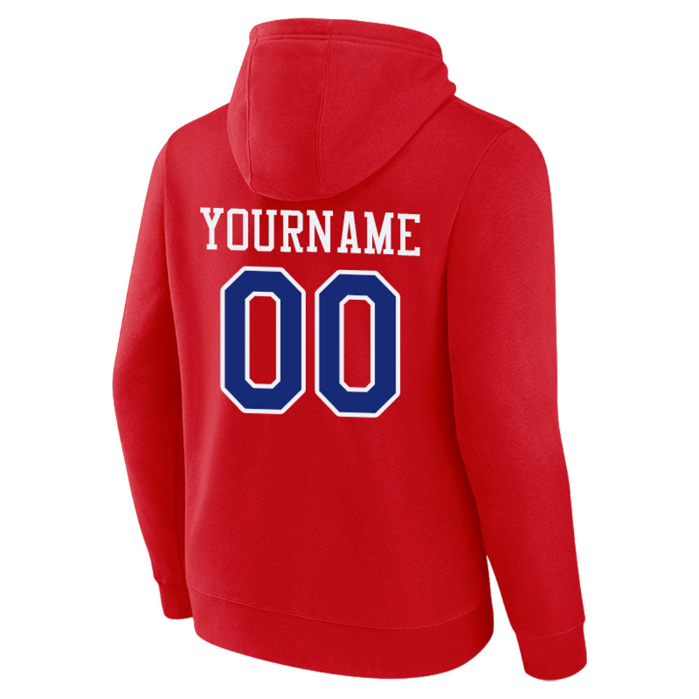 custom authentic pullover sweatshirt hoodie red-royal-white