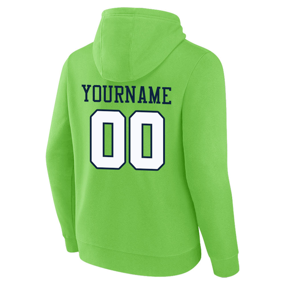 custom authentic pullover sweatshirt hoodie neon green-white-navy