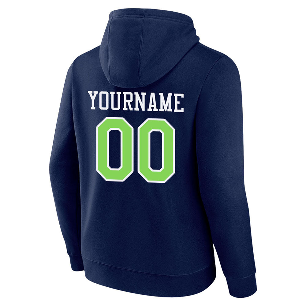 custom authentic pullover sweatshirt hoodie navy-neon green-white