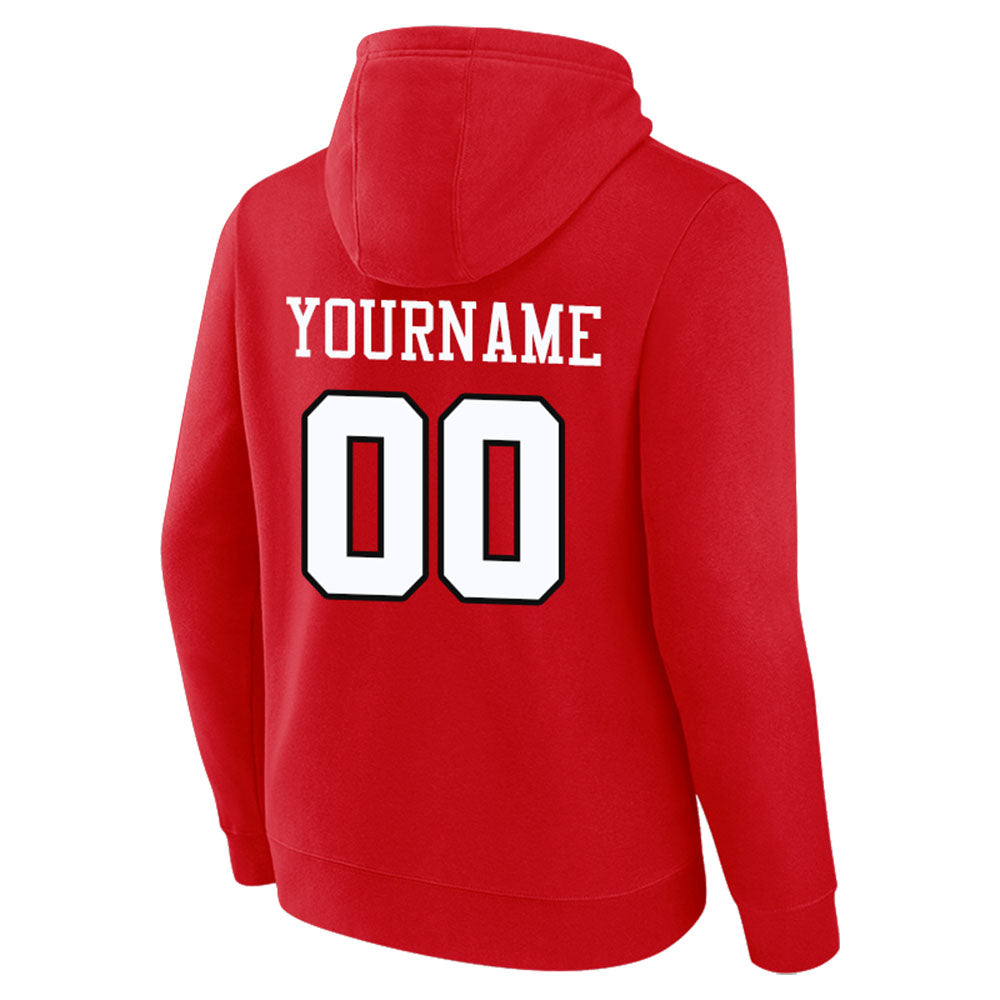 custom authentic pullover sweatshirt hoodie red-white-black