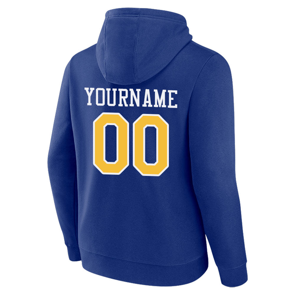 custom authentic pullover sweatshirt hoodie royal-yellow-white