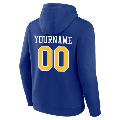 custom authentic pullover sweatshirt hoodie royal-yellow-white