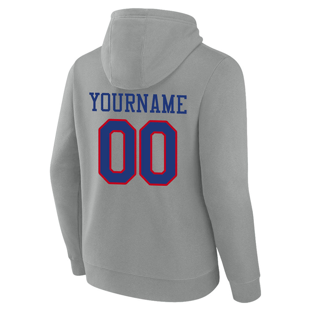 custom authentic pullover sweatshirt hoodie gray-blue-red