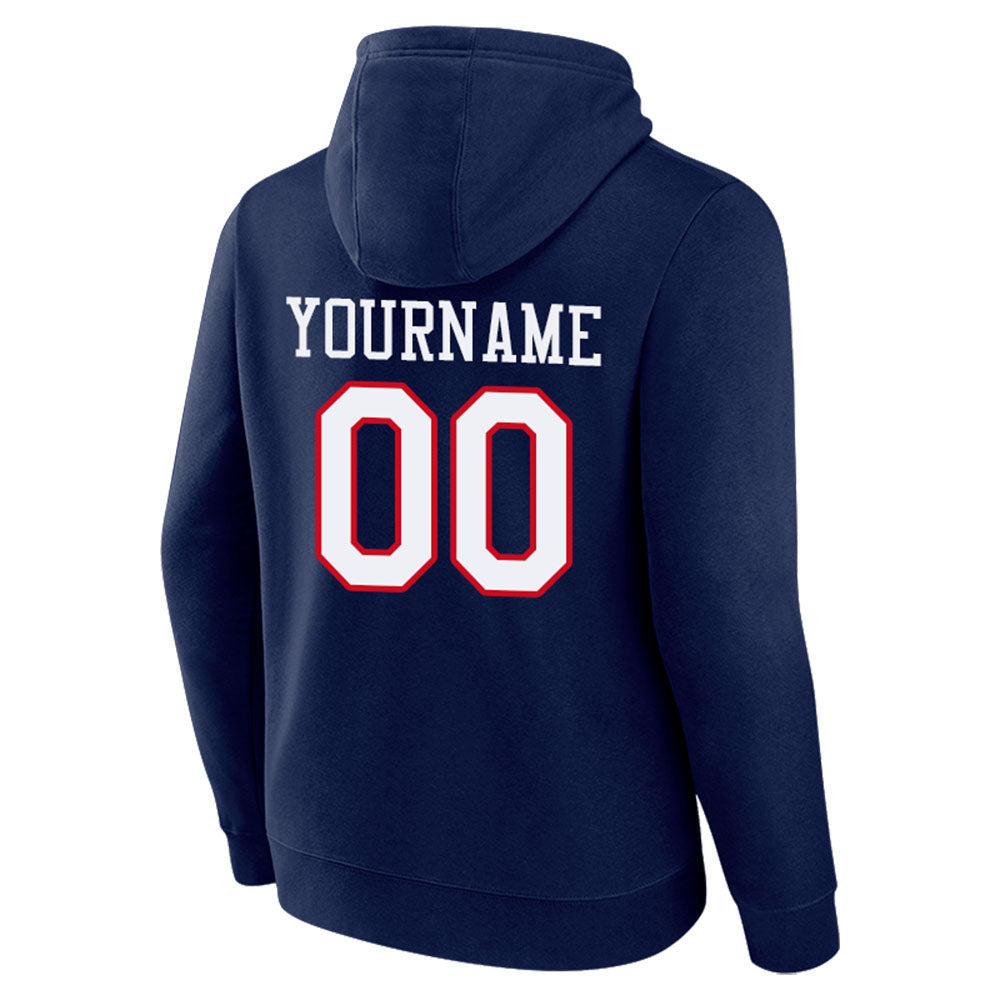 custom authentic pullover sweatshirt hoodie navy-red-white