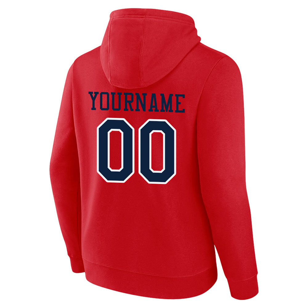 custom authentic pullover sweatshirt hoodie red-navy-white