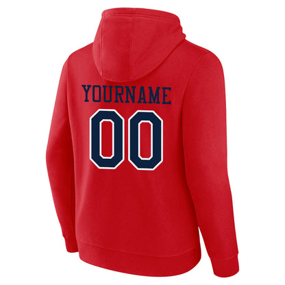custom authentic pullover sweatshirt hoodie red-navy-white