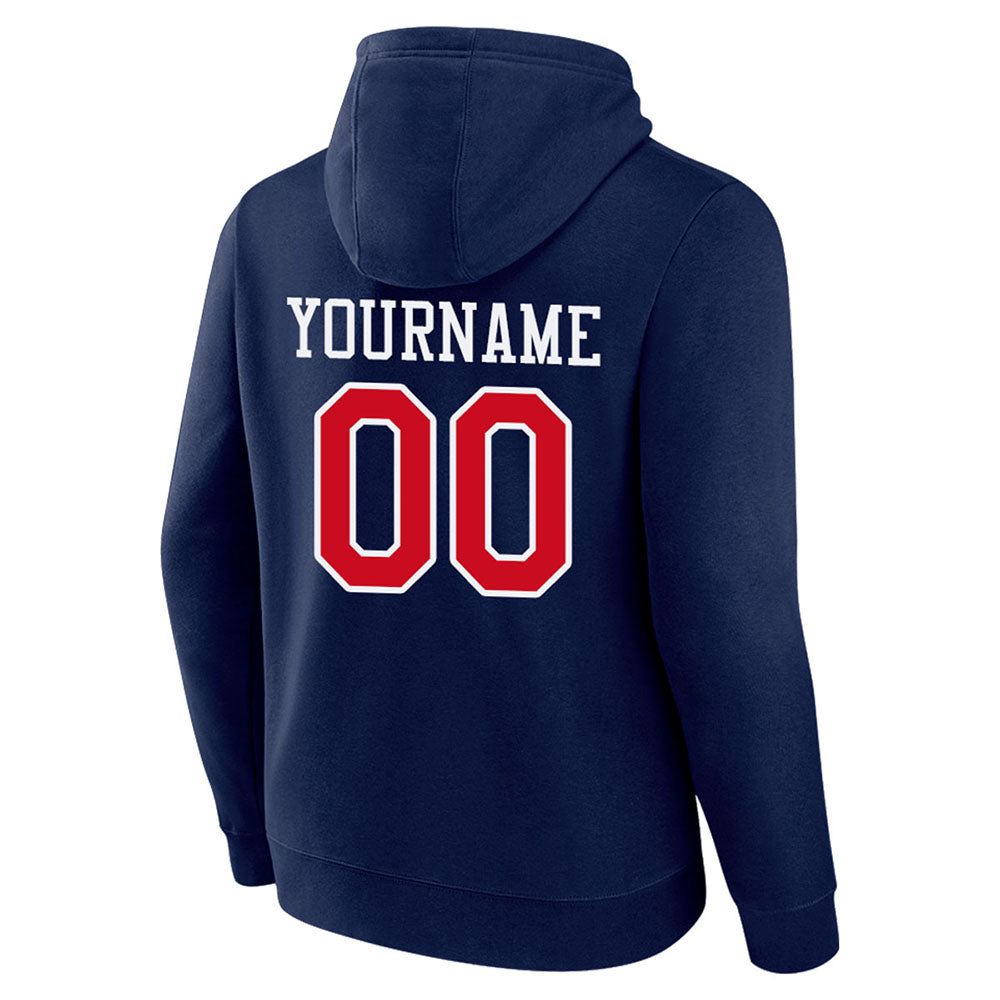 custom authentic pullover sweatshirt hoodie navy-red-white