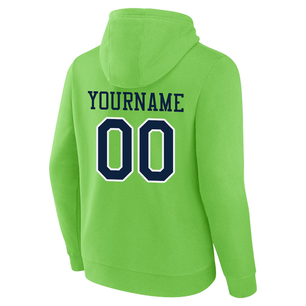 custom authentic pullover sweatshirt hoodie neon green-navy-white
