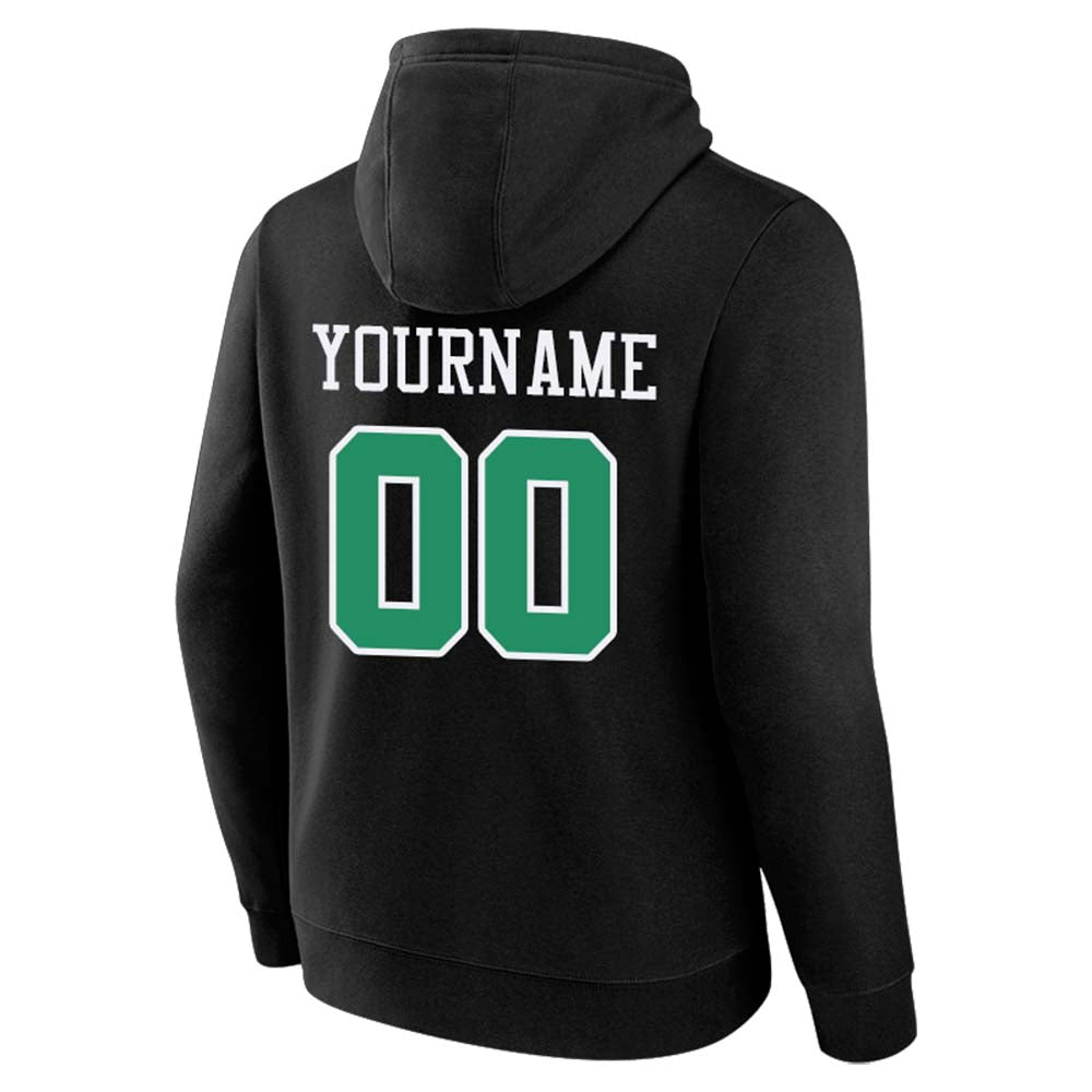 custom authentic pullover sweatshirt hoodie black-kelly green-white