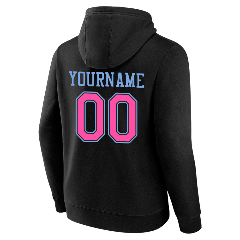 custom authentic pullover sweatshirt hoodie black-light blue-pink