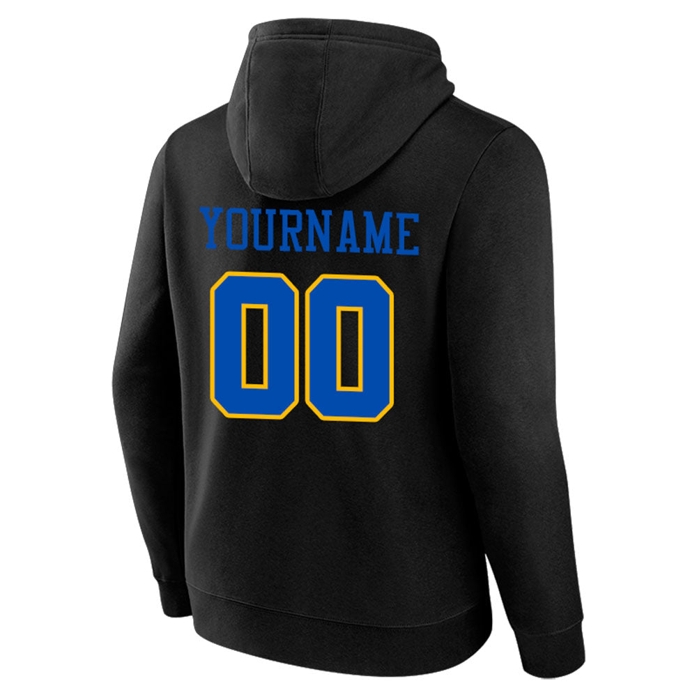 custom authentic pullover sweatshirt hoodie black-blue-yellow