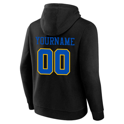 custom authentic pullover sweatshirt hoodie black-blue-yellow